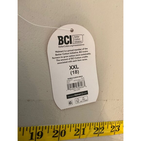 NWT Wonder Nation Girls Denim Dress Embroidered Floral Puff Sleeves XXL 18 - Picture 7 of 12